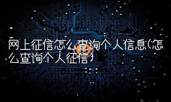 网上征信怎么查询个人信息(怎么查询个人征信)